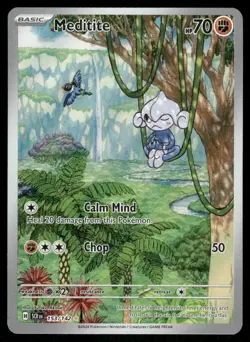Pokemon Cards Meditite 153/142 Stellar Crown Illustration Rare NM - Image 1