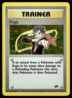 2* Pokemon Cards Koga 19/132 Unlimited Holofoil Gym Challenge Holo Rare - Image 1
