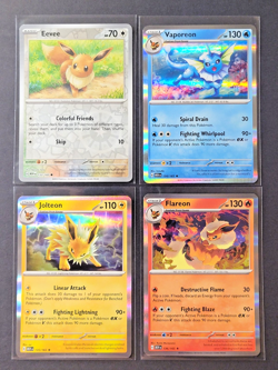 Pokemon 151 - Eeveelutions - Eevee & Vaporeon & Jolteon & Flareon 4 Card Lot - Image 1