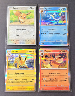 Pokemon 151 - Eeveelutions - Eevee & Vaporeon & Jolteon & Flareon 4 Card Lot - Image 2