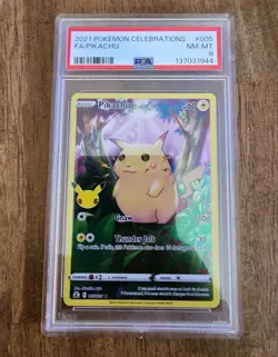 ⚡ 2021 Pokemon Celebrations Pikachu Full Art 005 PSA 8 - Image 1