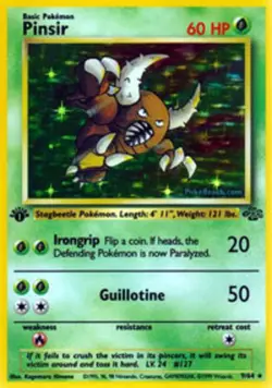 1x Pinsir - 9/64 - Holo Rare - 1st Edition Heavily Played Pokemon G1 - Jungle - - Image 1