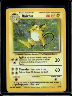 Pokemon Base Set Raichu Holo 14/102 - Image 1