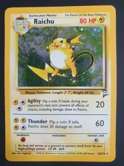 Raichu 16/130 Holo Swirl - Base Set 2 - Pokemon Card - Moderately Played - Image 1