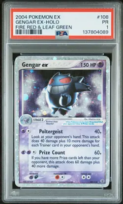 2004 POKEMON EX FIRE RED & LEAF GREEN #108 GENGAR EX-HOLO PSA 1 - Image 1