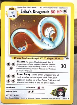 Pokemon Erika's Dragonair Gym Heroes Holo Rare 4/132 Unlimited WOTC 80HP English - Image 1