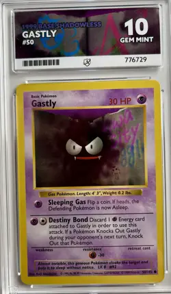 Pokemon Shadowless Base Set Gastly 50/102 WOTC Graded Ace 10 Gem Mint 💎 - Image 1