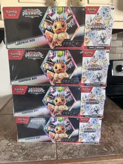 POKEMON PRISMATIC EVOLUTIONS SUPRISE BOX & BOOSTER BUNDLE SEALED Sams Club Qty:4 - Image 1