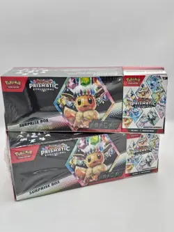 TWO Sam’s Club Pokemon Prismatic Evolutions Surprise Box + Booster Bundle - Image 1