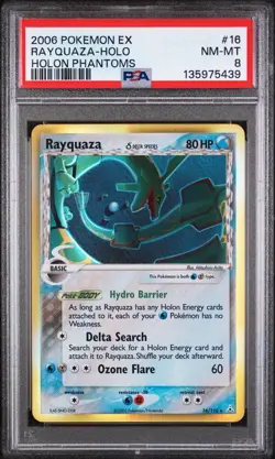 2006 POKEMON EX HOLON PHANTOMS #16 RAYQUAZA-HOLO PSA 8 - Image 1