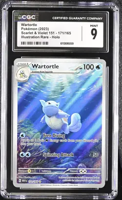 Wartortle 171/165 Illustration Rare Holo Scarlet & Violet 151 Pokemon CGC 9 Mint - Image 1