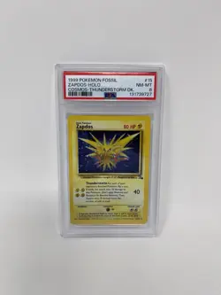 Pokemon 1999 Fossil Zapdos Cosmos-Thunderstorm Deck 15/62 PSA NM-MT 8 - Image 1