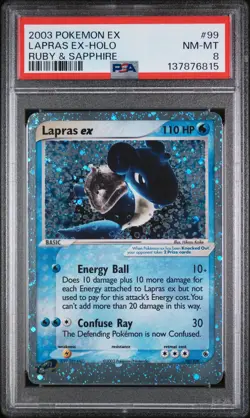 2003 POKEMON EX RUBY & SAPPHIRE #99 LAPRAS EX-HOLO PSA 8 - Image 1