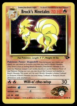 2* Pokemon Cards Brock's Ninetales 3/132 Unlimited Holofoil Gym Challenge Holo - Image 1