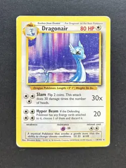 Pokemon TCG Dragonair Card 18/102 Base Set, Non-Holo WOTC 1999 MP - Image 1
