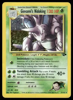 2* Pokemon Cards Giovanni's Nidoking 7/132 Unlimited Holofoil Gym Challenge - Image 1
