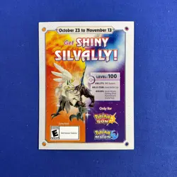 Pokemon SHINY SILVALLY Code Card (Expired) 2018 Nintendo Event Exclusive Promo! - Image 1