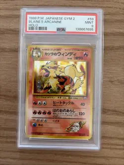Pokemon TCG Blaine's Arcanine Holo Rare Card Japanese Gym 2 PSA 9 Mint New Cert - Image 1