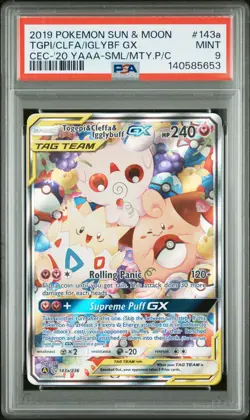 2019 POKEMON SUN & MOON COSMIC ECLIPSE TOGEPI & CLEFFA & IGGLYBUFF GX PSA 9 - Image 1