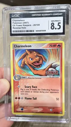 POKEMON TCG CHARMELEON REVERSE FOIL 28/108 EX POWER KEEPERS CGC 8.5 NM/MINT+ - Image 1