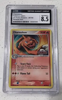 POKEMON TCG CHARMELEON REVERSE FOIL 28/108 EX POWER KEEPERS CGC 8.5 NM/MINT+ - Image 2