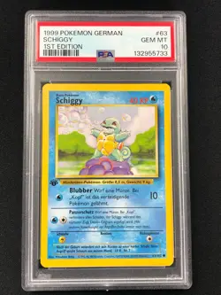 Pokemon 1999 Squirtle 1st (Schiggy) 63/102 German PSA 10 - Image 1