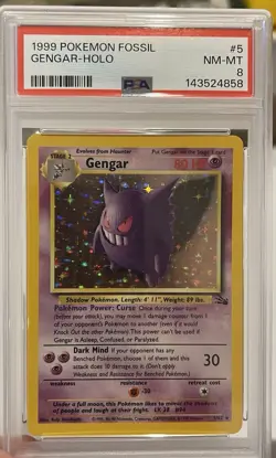1999 Pokemon Fossil Gengar Holo Rare #5 PSA 8 NM-MT - Image 1