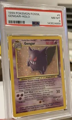 1999 Pokemon Fossil Gengar Holo Rare #5 PSA 8 NM-MT - Image 2
