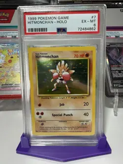 1999 POKEMON BASE SET UNLIMITED #7 HITMONCHAN-HOLO PSA 6 - Image 1