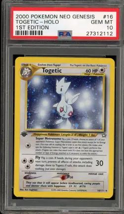 Pokemon Togetic Neo Genesis 1st Edition Holo Rare #16 PSA 10 Gem Mint - Image 1