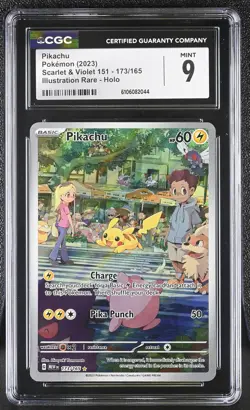 Pikachu 173/165 Illustration Rare Holo Scarlet & Violet 151 Pokemon CGC 9 Mint - Image 1