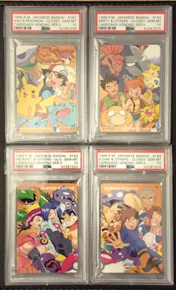 PSA 10 Pokemon VENDING SERIES 5 Japanese BANDAI CARDDASS #191-194 Sequential - Image 1