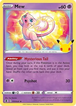 Mew 11/25 Holo Rare Pokemon TCG Celebrations 25th Anniversary NM - Image 1