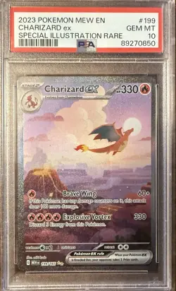 2023 POKEMON MEW EN-151 SPECIAL ILLUSTRATION RARE #199 CHARIZARD EX PSA 10 - Image 1