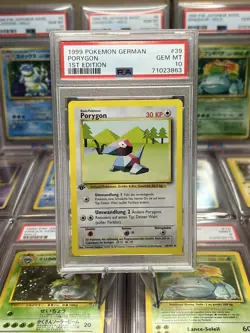 1999 Pokemon German Base #39 Porygon 1st Edition PSA 10 Gem Mint - Image 1