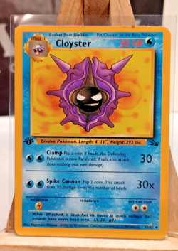 1st Edition Cloyster Fossil 32/62 Pokemon Card WOTC 1999 Vintage - Image 1