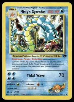 2* Pokemon Cards Misty's Gyarados 13/132 Unlimited Holofoil Gym Challenge Holo - Image 1