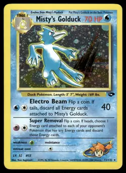 2* Pokemon Cards Misty's Golduck 12/132 Unlimited Holofoil Gym Challenge Holo - Image 1