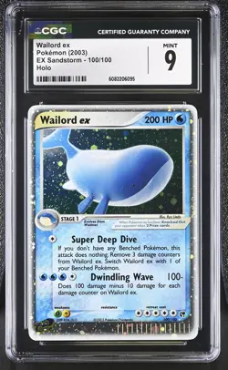 CGC 9 MINT Wailord ex 2003 EX Sandstorm 100/100 Holo Pokemon Card - Image 1
