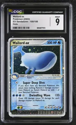 CGC 9 MINT Wailord ex 2003 EX Sandstorm 100/100 Holo Pokemon Card - Image 1