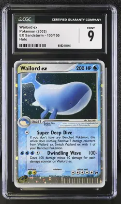 CGC 9 MINT Wailord ex 2003 EX Sandstorm 100/100 Holo Pokemon Card - Image 1
