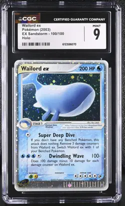 CGC 9 MINT Wailord ex 2003 EX Sandstorm 100/100 Holo Pokemon Card - Image 1