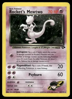 2* Pokemon Cards Rocket's Mewtwo 14/132 Unlimited Holofoil Gym Challenge Holo - Image 1