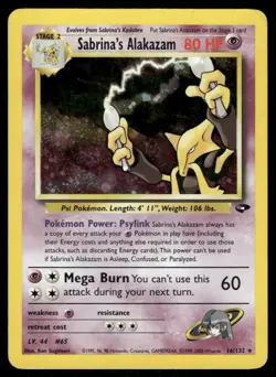 2* Pokemon Cards Sabrina's Alakazam 16/132 Unlimited Holofoil Gym Challenge - Image 1