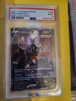 Evolving Skies Umbreon v Full Art Ultra Rare Card 189/203 PSA 9 - Image 1