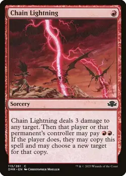 NM Foil Chain Lightning, MTG, Dominaria Remastered, Magic the Gathering, 113 - Image 1