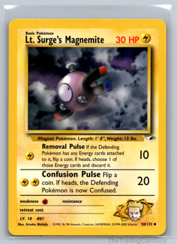 Pokemon TCG - Lt. Surge's Magnemite 50/132 Gym Heroes Non-Holo LP - Image 1