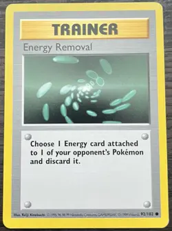 Shadowless Energy Removal 092/102 Pokemon TCG WOTC Base Set Trainer MINT NM - Image 1