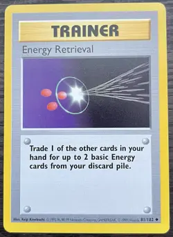 Shadowless Energy Retrieval 081/102 Pokemon TCG WOTC Base Set MINT NM - Image 1