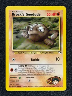 Brock's Geodude 38/132 Gym Heroes Series Uncommon Basic Pokemon Card 2000 NM - Image 1